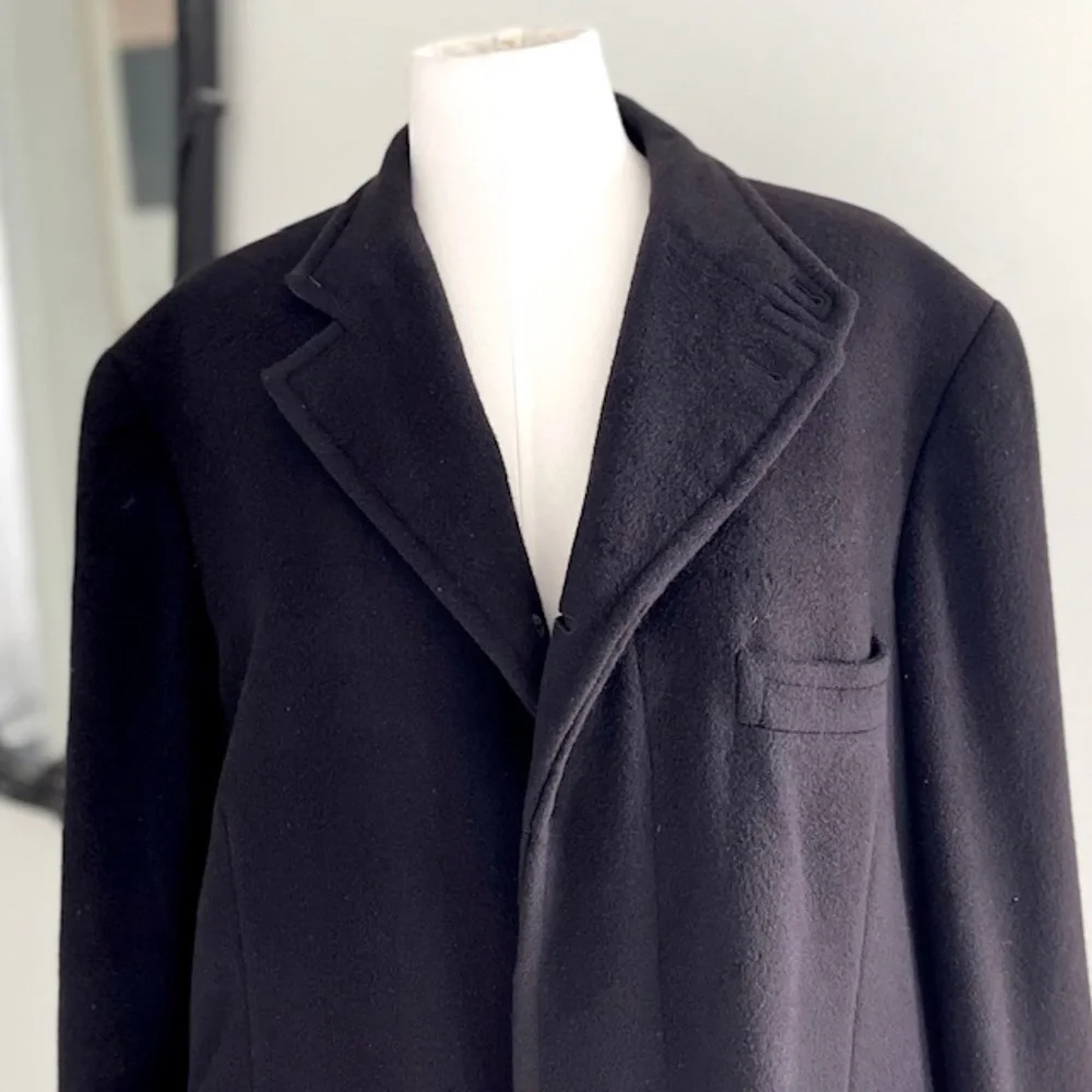 Hermes Mens Vintage Cashmere Black Coat Size 50 - Picture 5 of 10